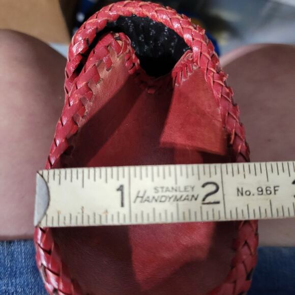 Vintage Tooled Leather Clutch Wallet Red Burgundy Floral - Picture 6 of 6